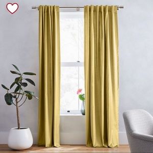 West Elm Luster Velvet Curtain set in Wasabi